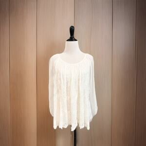 Angela Moda Blouse Size Small White Lace Embroidered Romantic Boho Sundance NEW